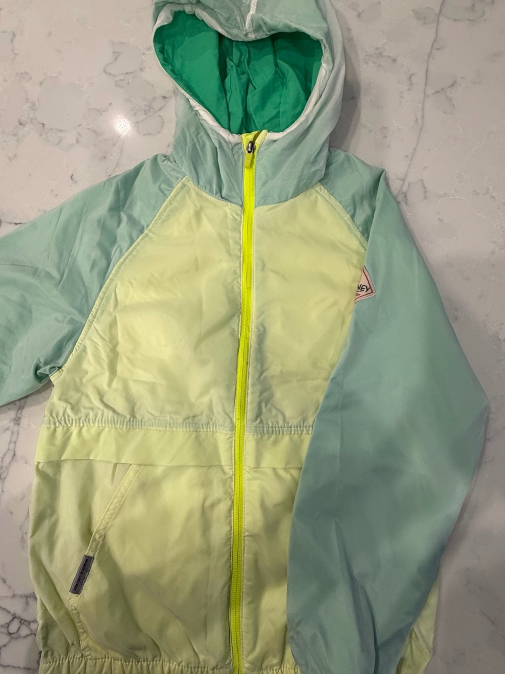 Pastel Two-Tone Hooded Windbreaker - Mint & Lemon